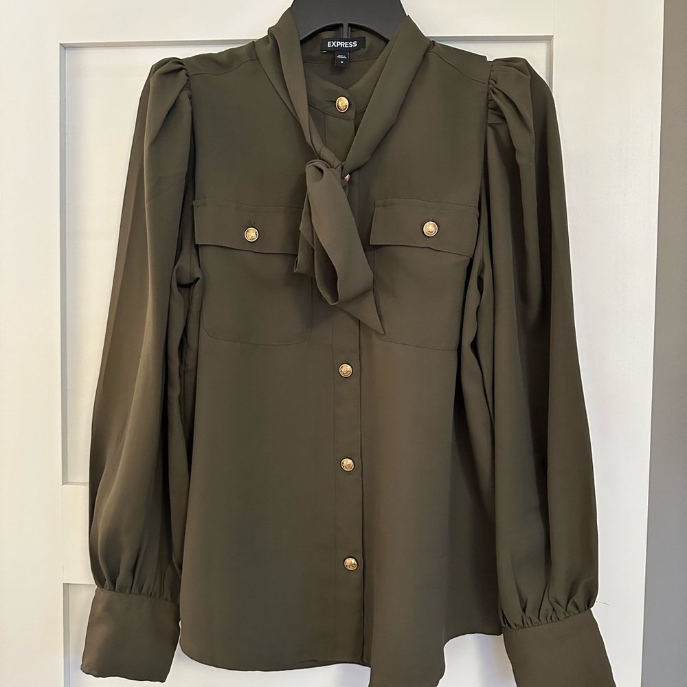 Express Women's Olive Green Blouse